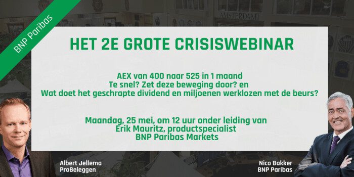 Het tweede Grote Crisis Webinar: Albert Jellema en Nico Bakker op maandag 25 mei 12u