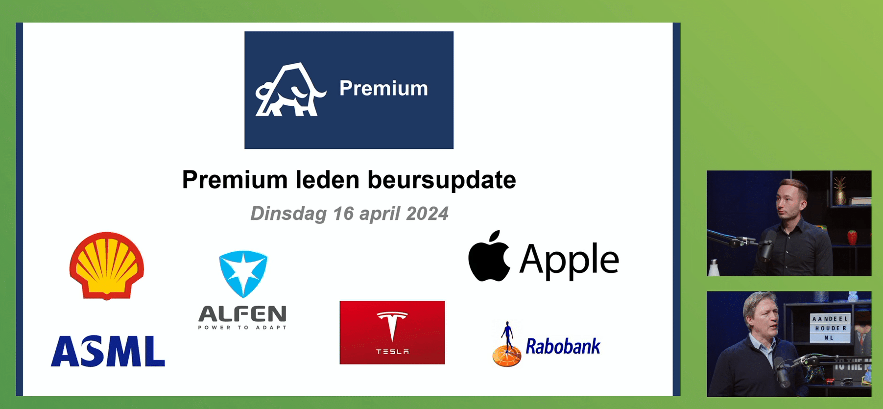 ASML, Rabobank, Shell, Apple, Tesla en Alfen